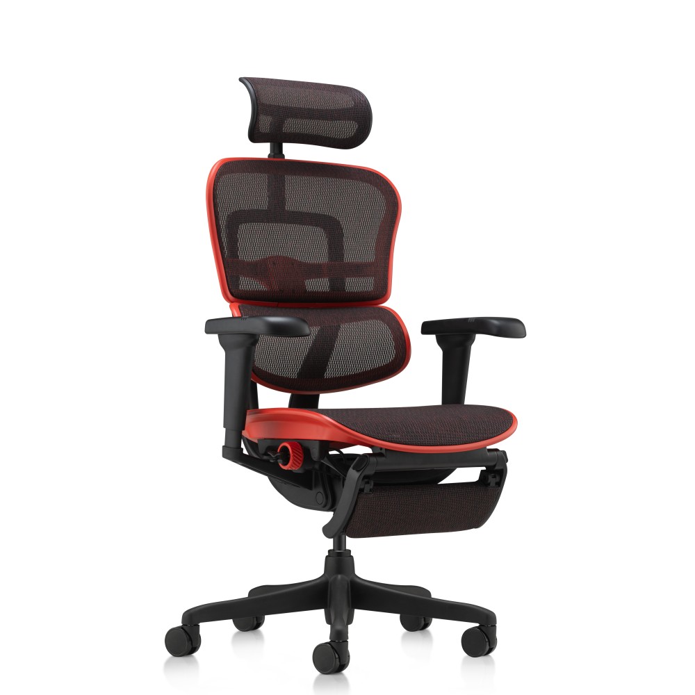 Ergohuman Ultra X9 Gaming, rot, mit Beinstütze | Procomfort