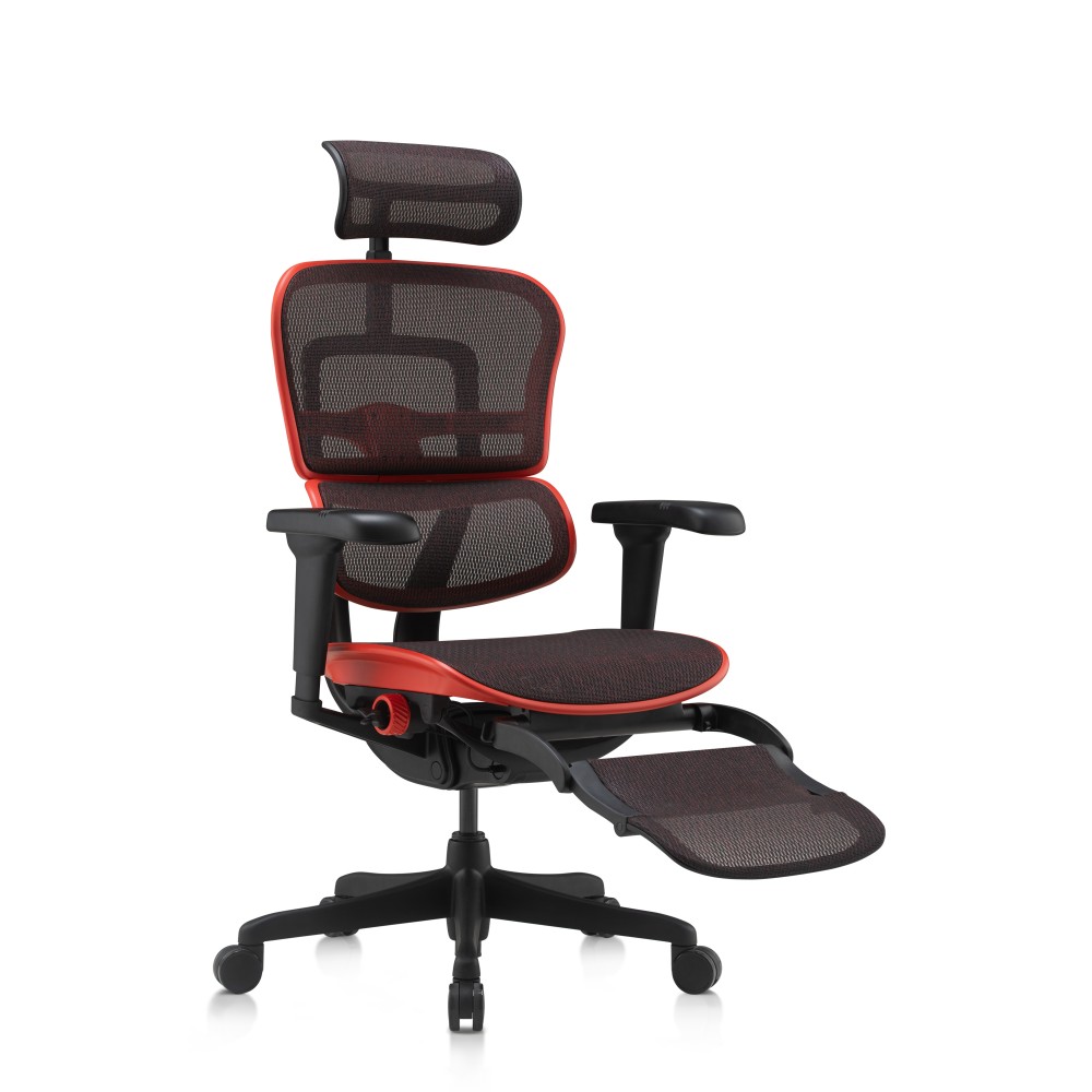 Ergohuman Ultra X9 Gaming, rouge, avec repose-jambes | Procomfort