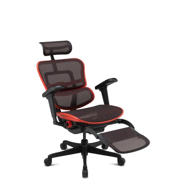 Ergohuman Ultra X9 Gaming, rouge, avec repose-jambes | Procomfort