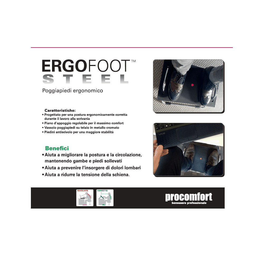 Ergonomische Fußstütze Ergo Foot Steel 40x47,5 cm | Procomfort
