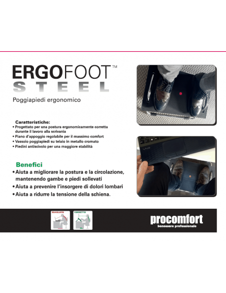 Repose-pieds ergonomique Ergo Foot Steel 40x47,5 cm | Procomfort